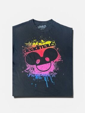Deadmau5 Neon Splash Graphic Tee - Black Men’s Large Band Tee Vintage